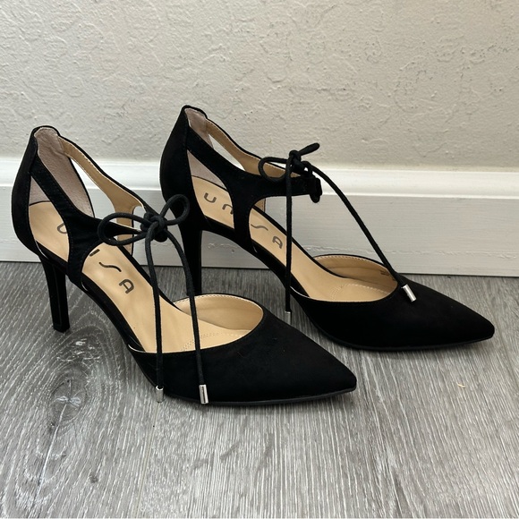 Unisa Black Stiletto Heels with Ankle Strap - Picture 1 of 10